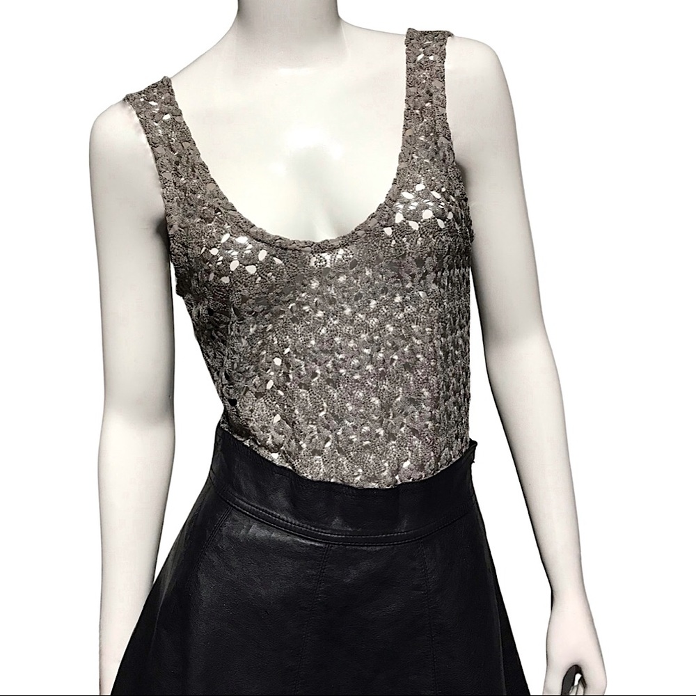 bebe Sleeveless Crochet Tank Top